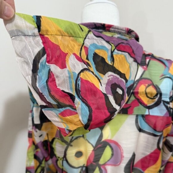 Luii Anthropologie Colorful Lightweight Hooded Zip Jacket Size M - Picture 5 of 9